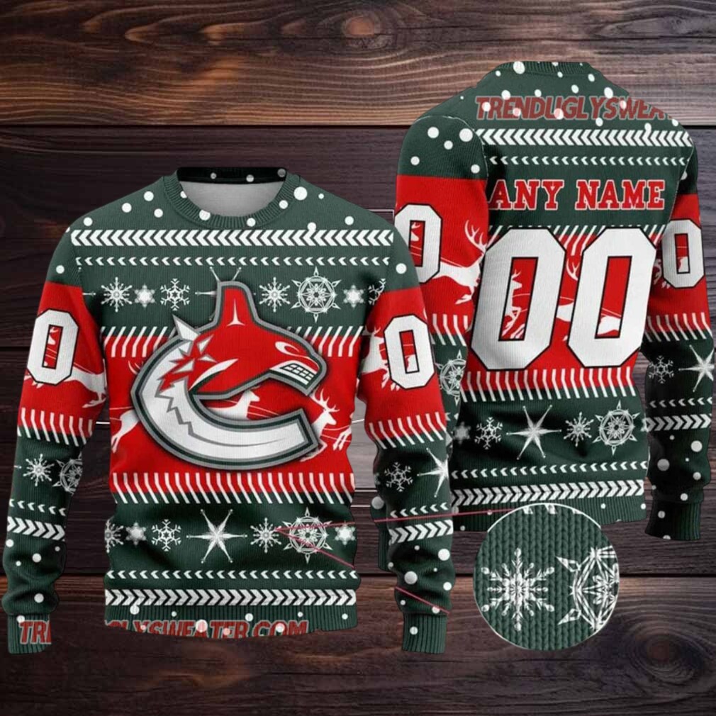 NHL Vancouver Canucks Personalized Name & Number Ugly Christmas Sweater NHL Vancouver Canucks Personalized Name & Number Ugly Christmas Sweater