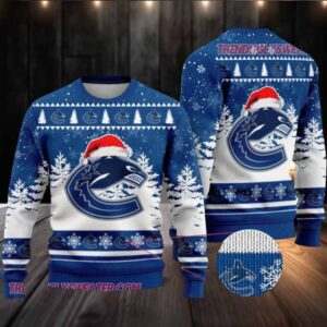 NHL Vancouver Canucks Santa Hat Ugly Christmas Sweater