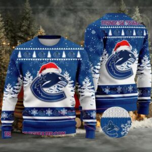 NHL Vancouver Canucks Santa Hat Ugly Christmas Sweater