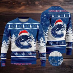 NHL Vancouver Canucks Santa Hat Ugly Christmas Sweater