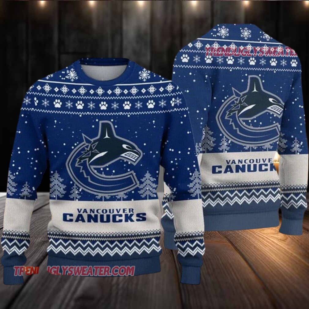 NHL Vancouver Canucks Woolen Big Logo Ugly Christmas Sweater NHL Vancouver Canucks Woolen Big Logo Ugly Christmas Sweater