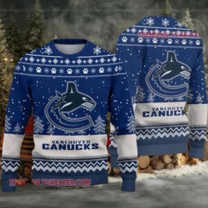 NHL Vancouver Canucks Woolen Big Logo Ugly Christmas Sweater
