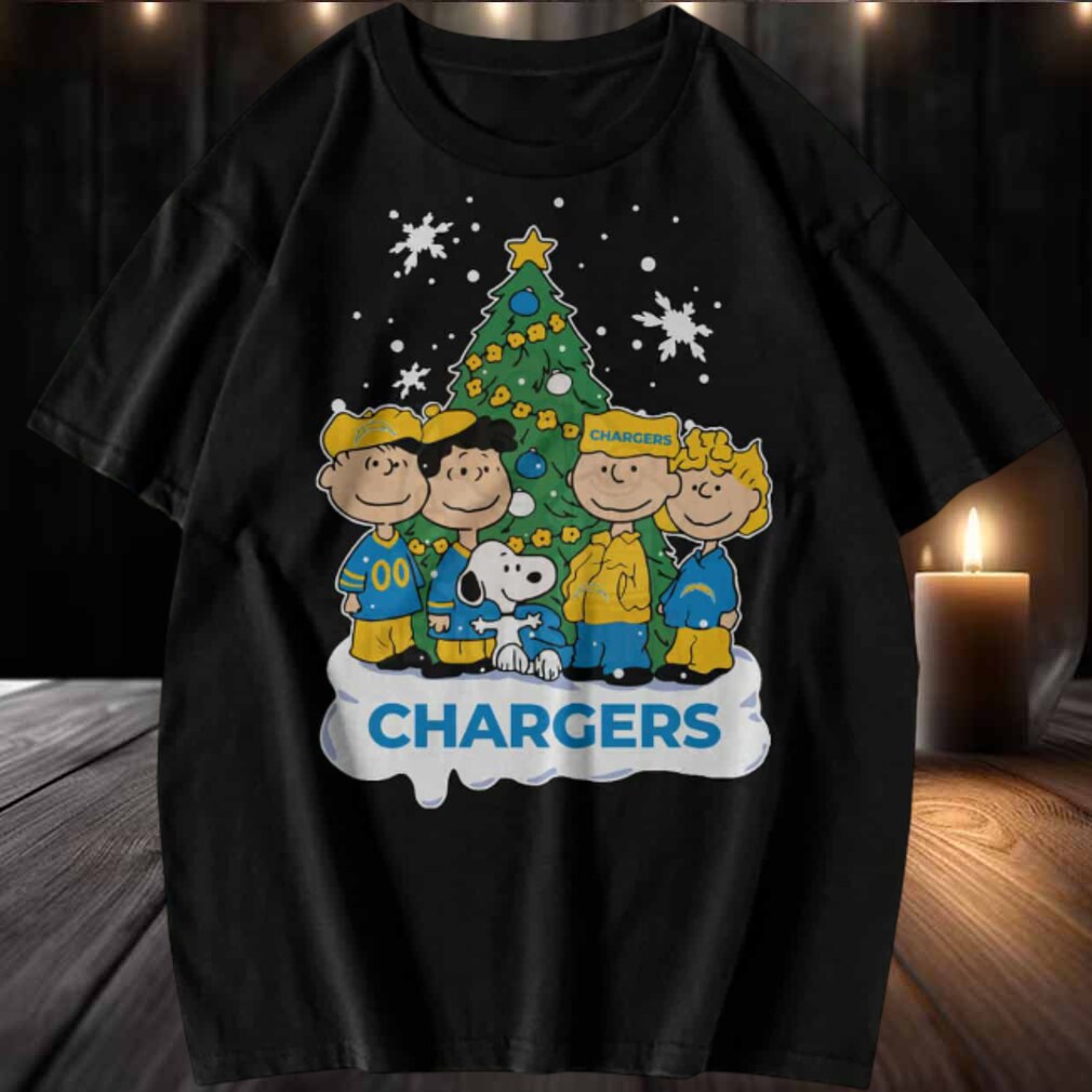 Peanuts Snoopy and Friends Los Angeles Chargers Christmas Tree T Shirt Peanuts Snoopy and Friends Los Angeles Chargers Christmas Tree T Shirt