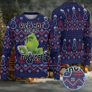 Navy Blue Coors Banquet Grinch Christmas Pattern Ugly Sweater