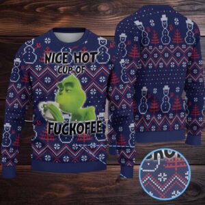 Navy Blue Coors Banquet Grinch Christmas Pattern Ugly Sweater