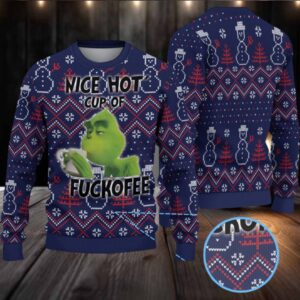 Navy Blue Coors Banquet Grinch Christmas Pattern Ugly Sweater