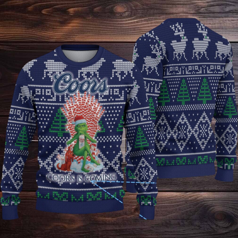 Navy Blue Coors Grinch Christmas Pattern Ugly Sweater Navy Blue Coors Grinch Christmas Pattern Ugly Sweater