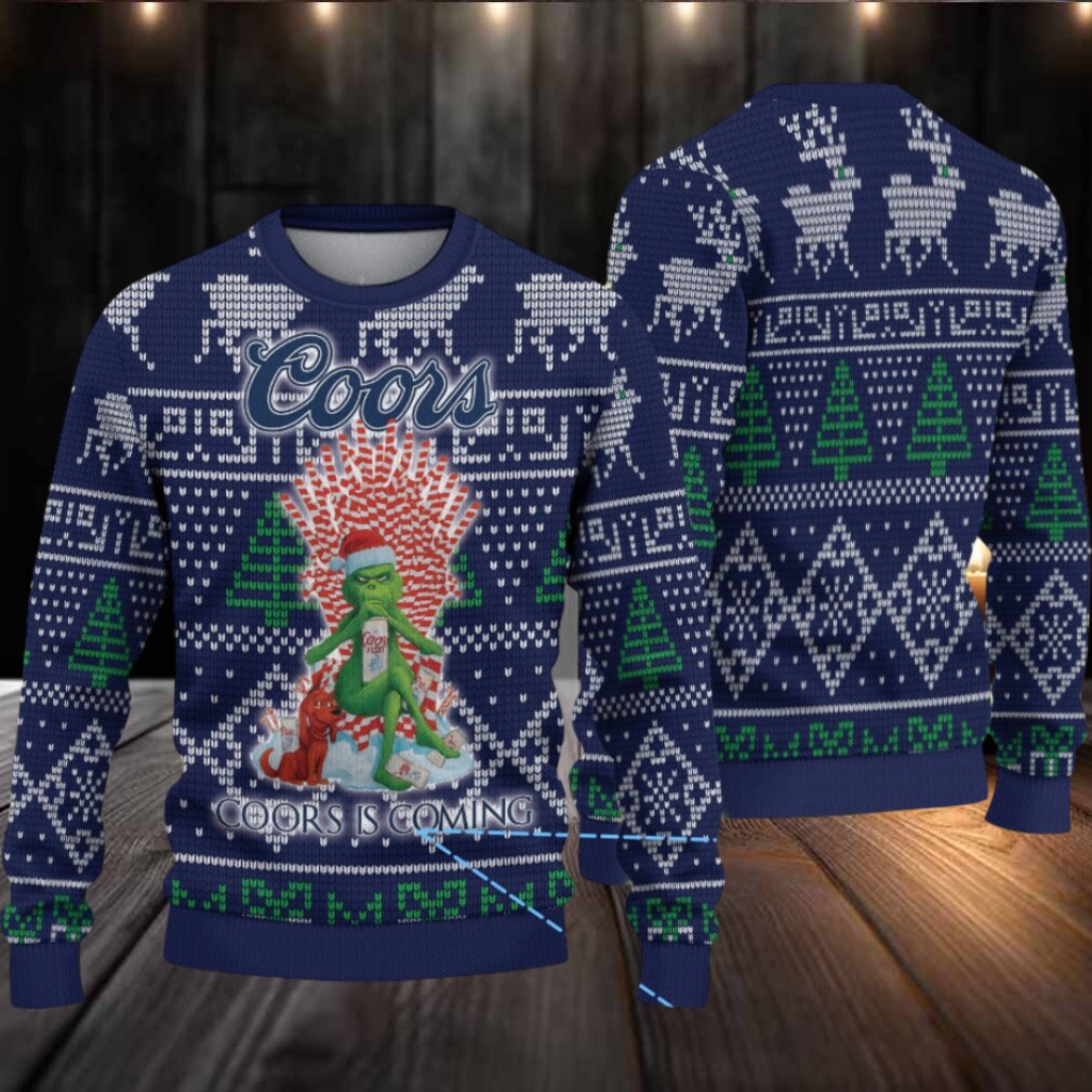 Navy Blue Coors Grinch Christmas Pattern Ugly Sweater Navy Blue Coors Grinch Christmas Pattern Ugly Sweater