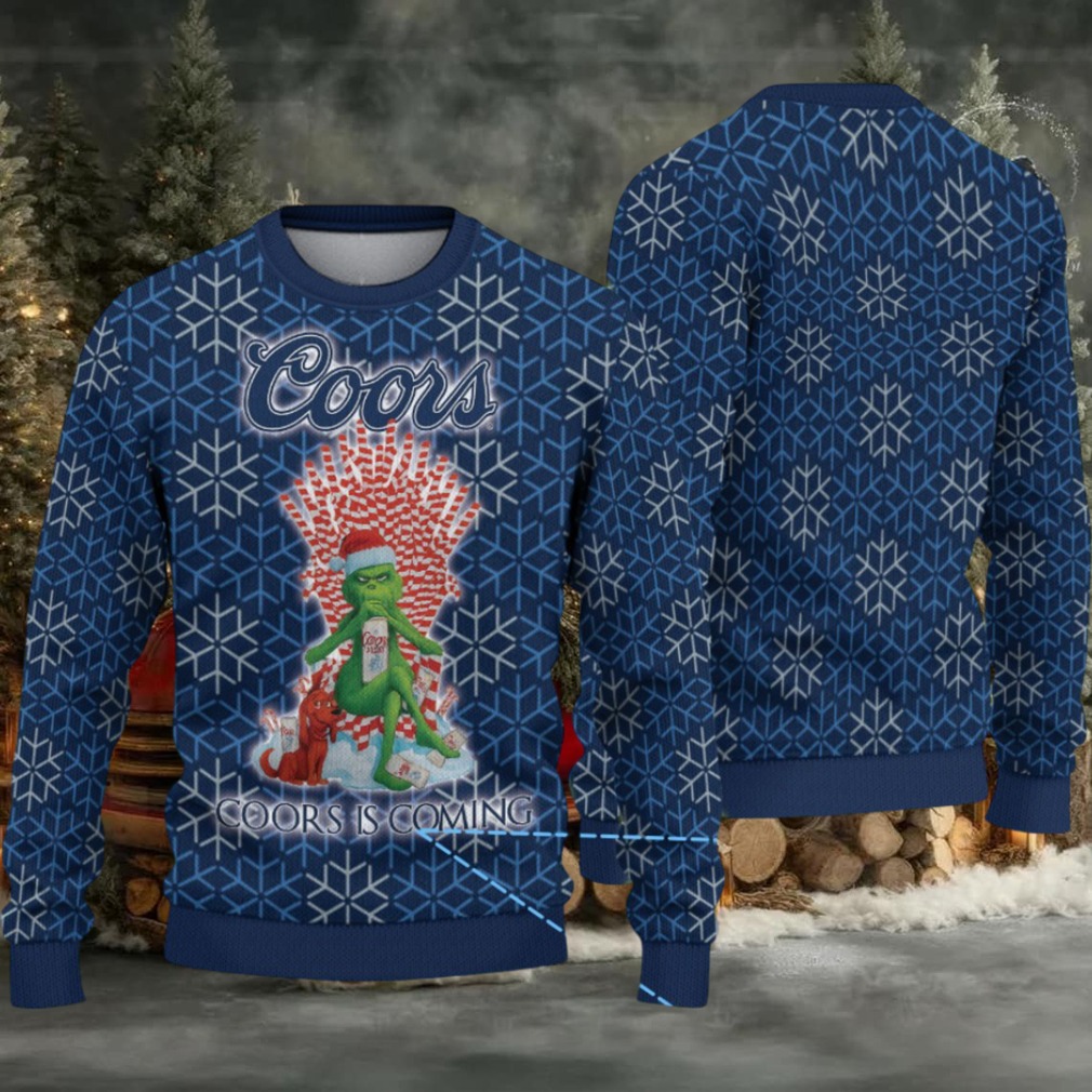 Navy Blue Coors Grinch Snowflake Pattern Ugly Sweater Navy Blue Coors Grinch Snowflake Pattern Ugly Sweater