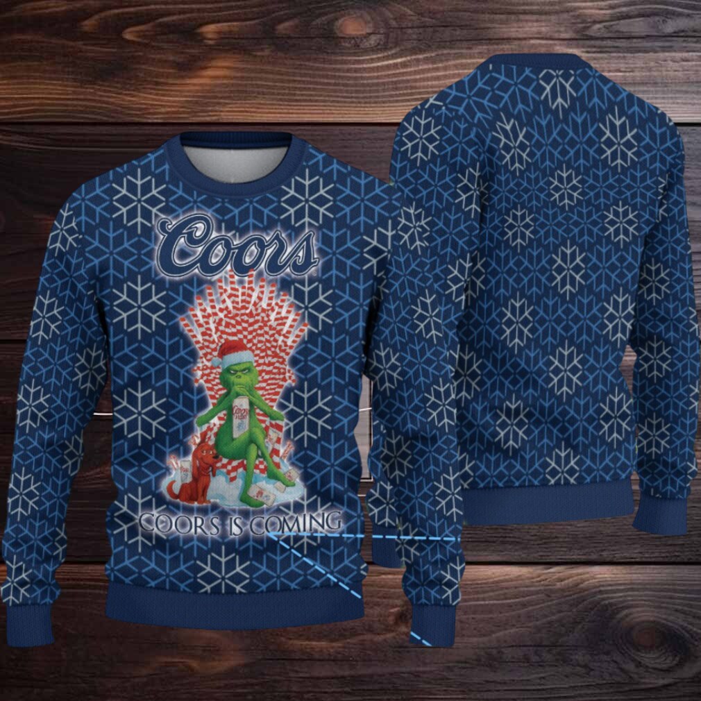 Navy Blue Coors Grinch Snowflake Pattern Ugly Sweater Navy Blue Coors Grinch Snowflake Pattern Ugly Sweater