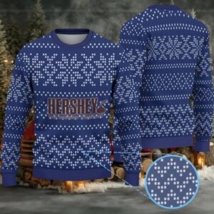 Navy Blue Dot Snowflake Fair Isle Hennessy Ugly Christmas Sweater