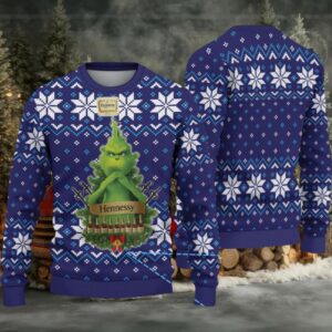 Navy Blue Snowflake Fair Isle Hennessy Ugly Christmas Sweater