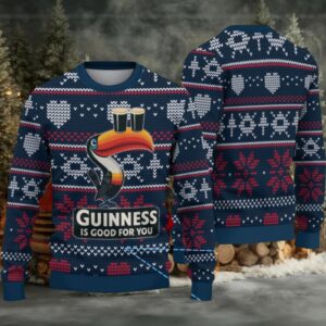 Navy Fair Isle Hearts & Snowflakes Guinness Toucan Ugly Christmas Sweater