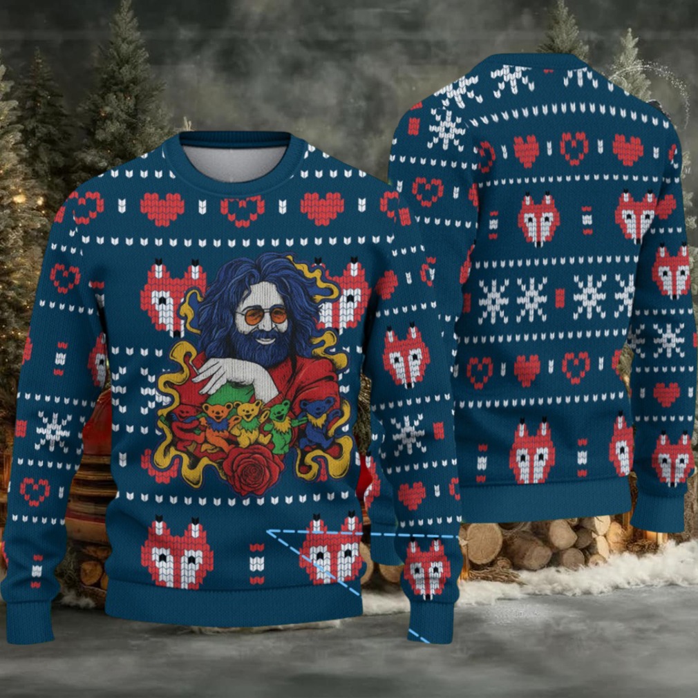 Navy Jagermeister Grateful Dead Jerry Garcia & Dancing Bears Christmas Ugly Sweater Navy Jagermeister Grateful Dead Jerry Garcia & Dancing Bears Christmas Ugly Sweater