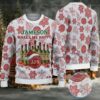 Red Fair Isle Snowflake Ugly Christmas Sweater Jack Daniel’s Old No. 7 Tennessee Whiskey Label Red Fair Isle Snowflake Ugly Christmas Sweater Jack Daniel’s Old No. 7 Tennessee Whiskey Label