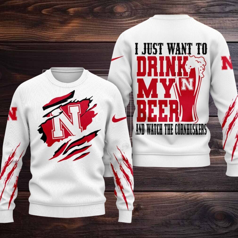 Nebraska Cornhuskers NCAA I Just Want To Drink My Beer And Watch Aggies Ugy Christmas Sweater Nebraska Cornhuskers NCAA I Just Want To Drink My Beer And Watch Aggies Ugy Christmas Sweater
