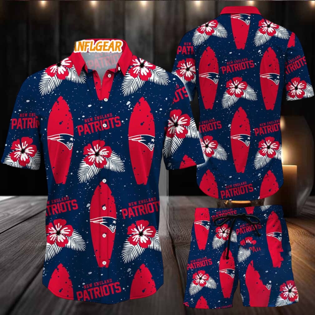 New England Patriots Flower Pattern Hawaiian Shirt And Shorts New England Patriots Flower Pattern Hawaiian Shirt And Shorts