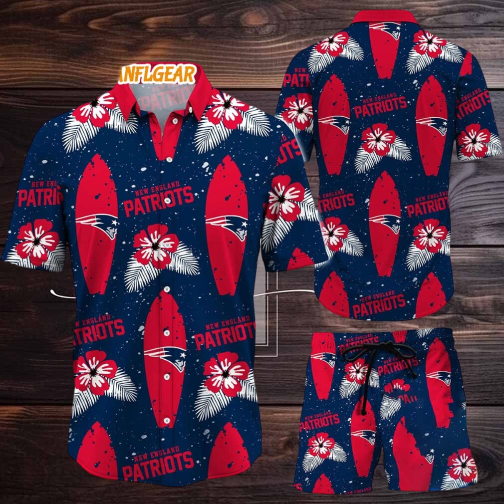 New England Patriots Flower Pattern Hawaiian Shirt And Shorts New England Patriots Flower Pattern Hawaiian Shirt And Shorts