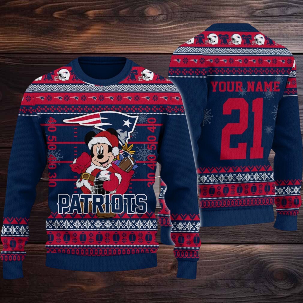 New England Patriots Mickey Mouse Santa Ugly Christmas Sweater New England Patriots Mickey Mouse Santa Ugly Christmas Sweater