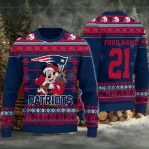 New England Patriots Mickey Mouse Santa Ugly Christmas Sweater