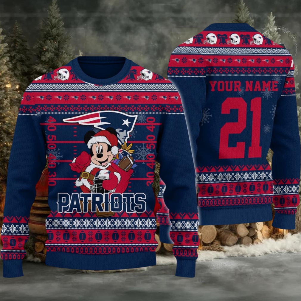 New England Patriots Mickey Mouse Santa Ugly Christmas Sweater New England Patriots Mickey Mouse Santa Ugly Christmas Sweater
