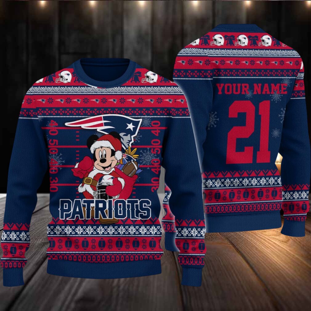 New England Patriots Mickey Mouse Santa Ugly Christmas Sweater New England Patriots Mickey Mouse Santa Ugly Christmas Sweater