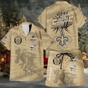 New Orleans Saints Combo Hawaiian Shirt And Shorts New Orleans Saints Combo Hawaiian Shirt And Shorts