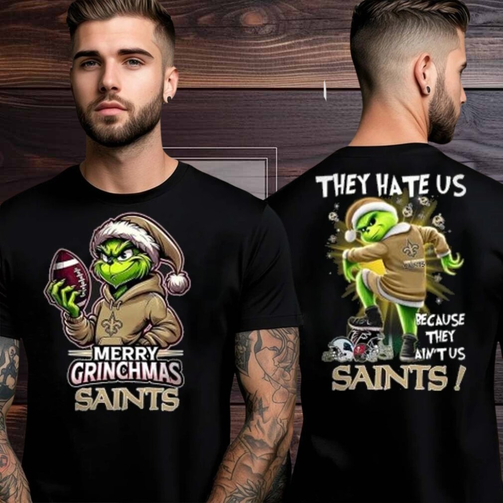 New Orleans Saints Grinch Merry Christmas Grinchmas 2025 Personalized Football Logo Two Sided Shirt New Orleans Saints Grinch Merry Christmas Grinchmas 2025 Personalized Football Logo Two Sided Shirt