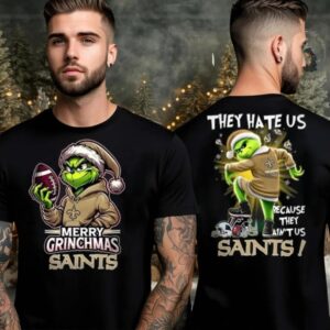 New Orleans Saints Grinch Merry Christmas Grinchmas 2025 Personalized Football Logo Two Sided Shirt