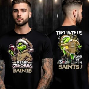 New Orleans Saints Grinch Merry Christmas Grinchmas 2025 Personalized Football Logo Two Sided Shirt