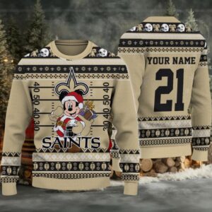 New Orleans Saints Mickey Mouse Santa Ugly Christmas Sweater