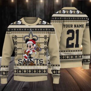 New Orleans Saints Mickey Mouse Santa Ugly Christmas Sweater