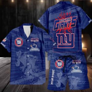 New York Giants Combo Hawaiian Shirt And Shorts