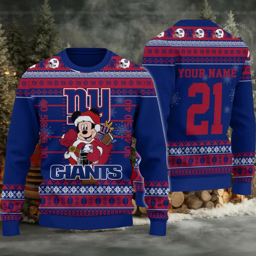 New York Giants Mickey Mouse Santa Ugly Christmas Sweater New York Giants Mickey Mouse Santa Ugly Christmas Sweater