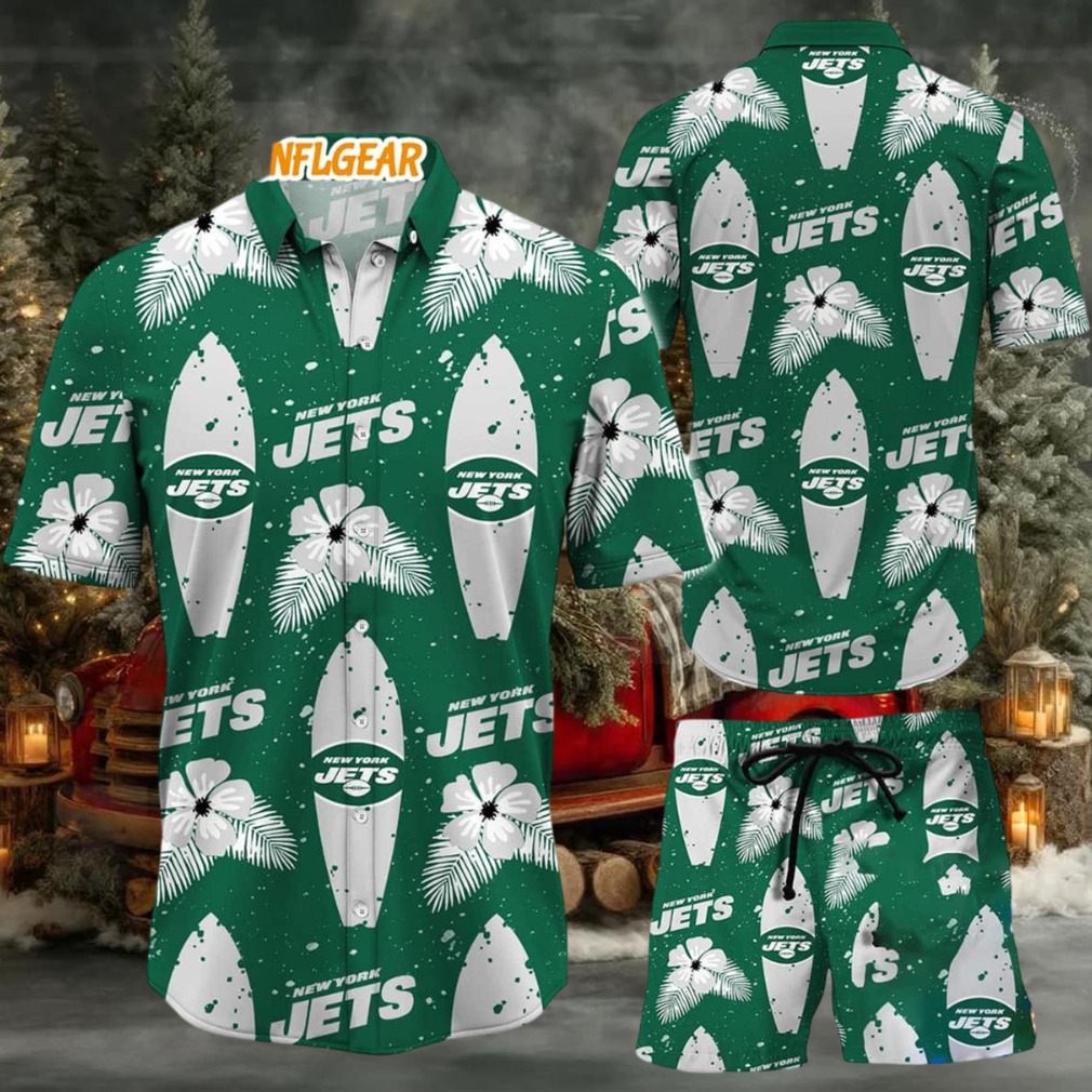 New York Jets Flower Pattern Hawaiian Shirt And Shorts New York Jets Flower Pattern Hawaiian Shirt And Shorts