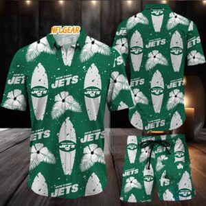 New York Jets Flower Pattern Hawaiian Shirt And Shorts