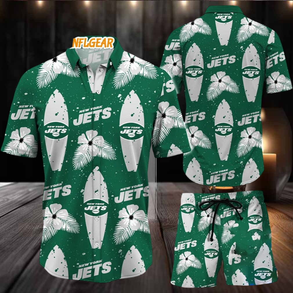 New York Jets Flower Pattern Hawaiian Shirt And Shorts New York Jets Flower Pattern Hawaiian Shirt And Shorts