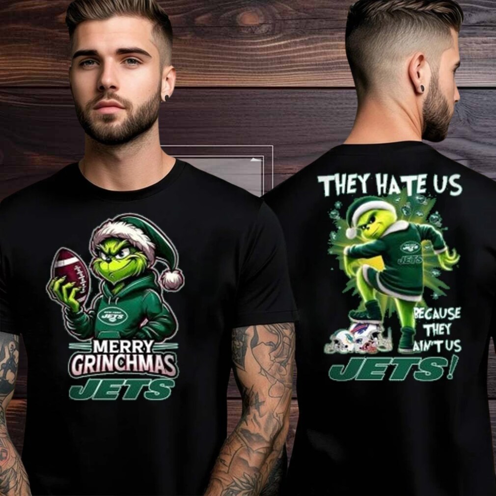 New York Jets Grinch Merry Christmas Grinchmas 2025 Personalized Football Logo Two Sided Shirt New York Jets Grinch Merry Christmas Grinchmas 2025 Personalized Football Logo Two Sided Shirt