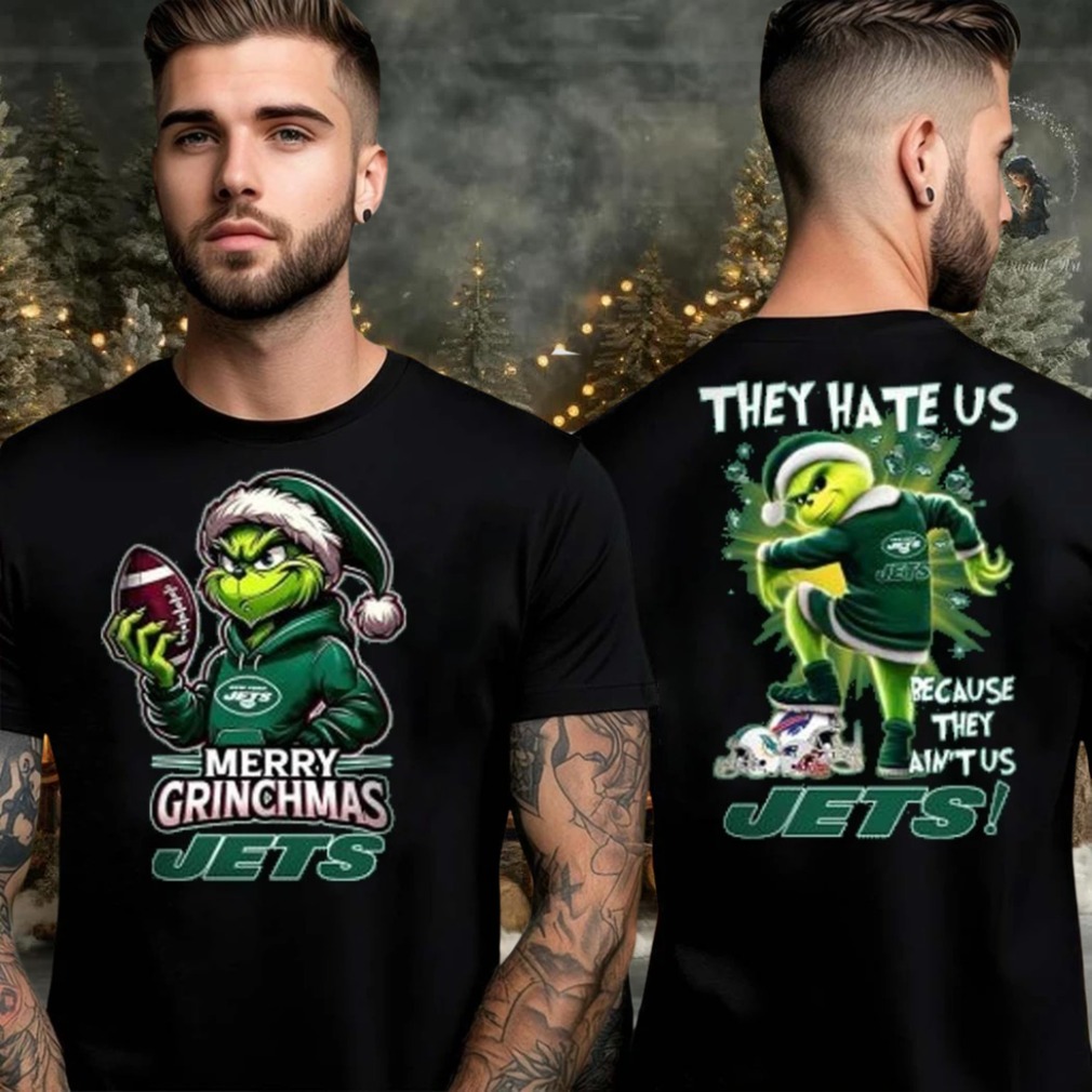 New York Jets Grinch Merry Christmas Grinchmas 2025 Personalized Football Logo Two Sided Shirt New York Jets Grinch Merry Christmas Grinchmas 2025 Personalized Football Logo Two Sided Shirt
