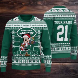 New York Jets Mickey Mouse Santa Ugly Christmas Sweater