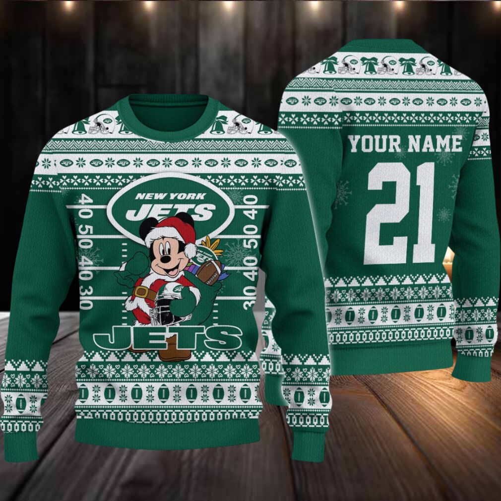 New York Jets Mickey Mouse Santa Ugly Christmas Sweater New York Jets Mickey Mouse Santa Ugly Christmas Sweater