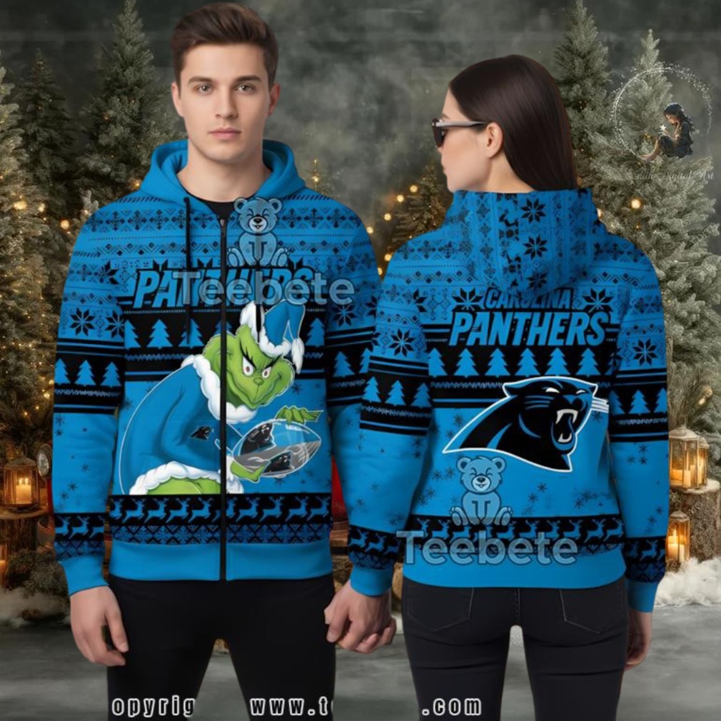 Carolina Panthers Grinch Stole Xmas 3D Ugly Hoodie Printed Carolina Panthers Grinch Stole Xmas 3D Ugly Hoodie Printed