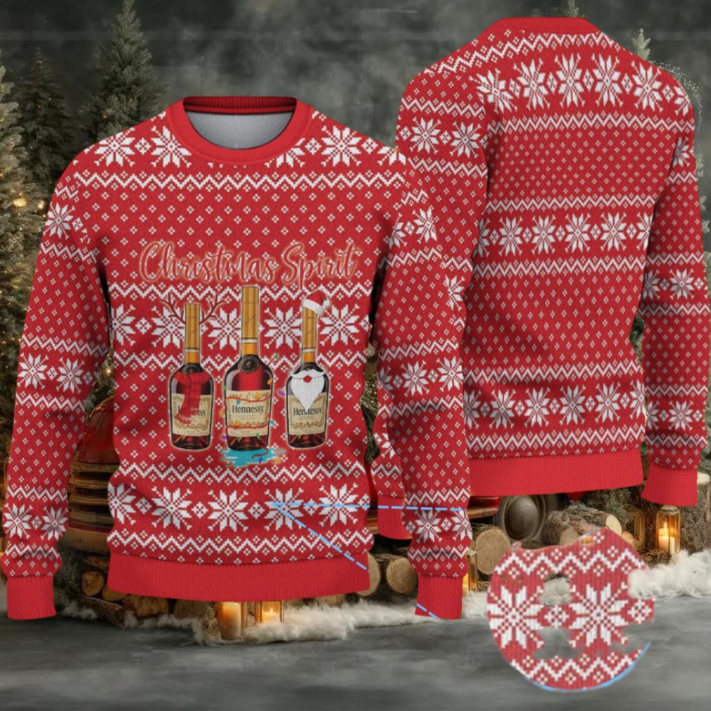 Red Fair Isle Snowflake Hennessy “Christmas Spirit” Ugly Christmas Sweater Red Fair Isle Snowflake Hennessy “Christmas Spirit” Ugly Christmas Sweater