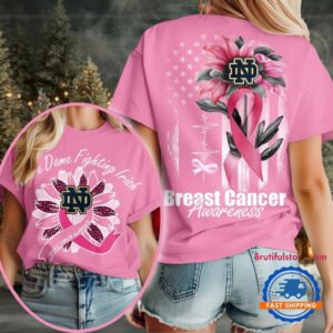 Notre Dame Fighting Irish 2025 NCAA Breast Cancer Sunflowers Unisex 3D Shirt