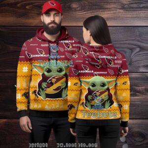 Arizona Cardinals Baby Yoda Football Ugly 3D Hoodie Women
