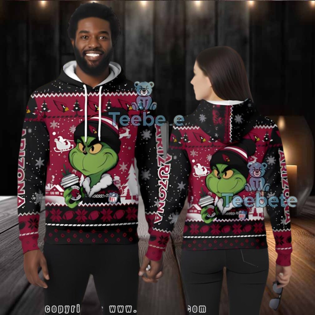 Arizona Cardinals Grinch Coffee Ugly 3D Zip Up Hoodie Arizona Cardinals Grinch Coffee Ugly 3D Zip Up Hoodie
