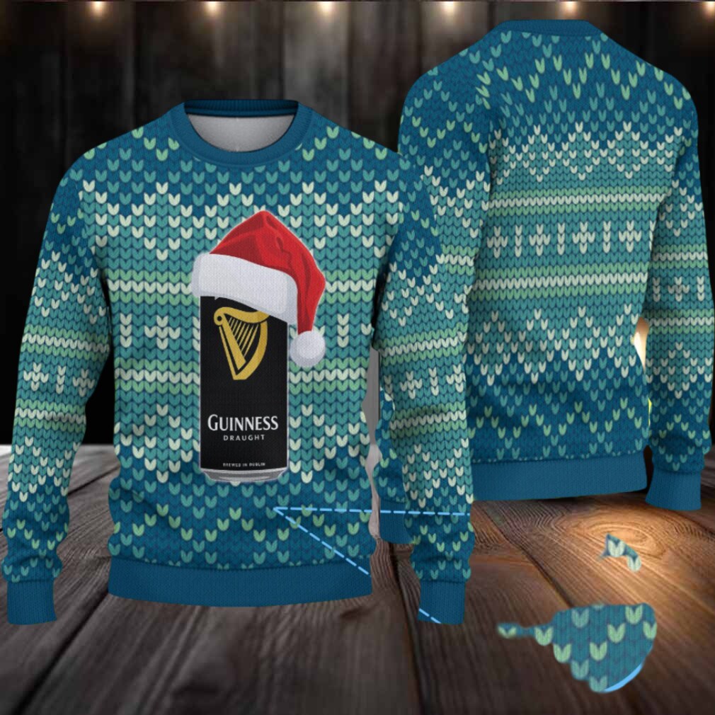 Teal & Navy Knit Hearts Guinness Draught Ugly Christmas Sweater Teal & Navy Knit Hearts Guinness Draught Ugly Christmas Sweater