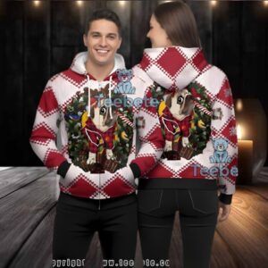 Arizona Cardinals Pug Dog Xmas Ugly 3D Zip Up Hoodie