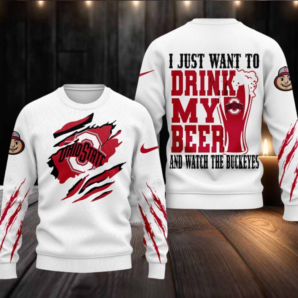 Ohio State Buckeyes NCAA I Just Want To Drink My Beer And Watch Aggies Ugy Christmas Sweater Ohio State Buckeyes NCAA I Just Want To Drink My Beer And Watch Aggies Ugy Christmas Sweater
