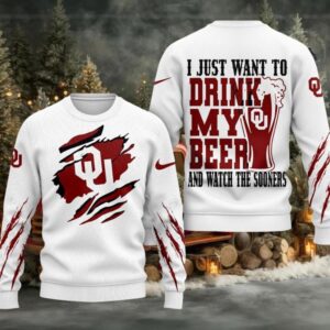 Oklahoma Sooners NCAA I Just Want To Drink My Beer And Watch Aggies Ugy Christmas Sweater